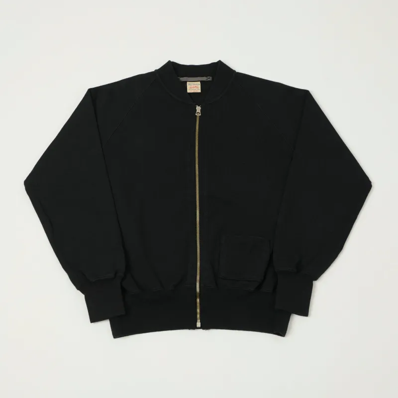 Buzz Rickson's C-2 Heavy Jersey Zip Sweatshirt - Black sold by Son of a Stag