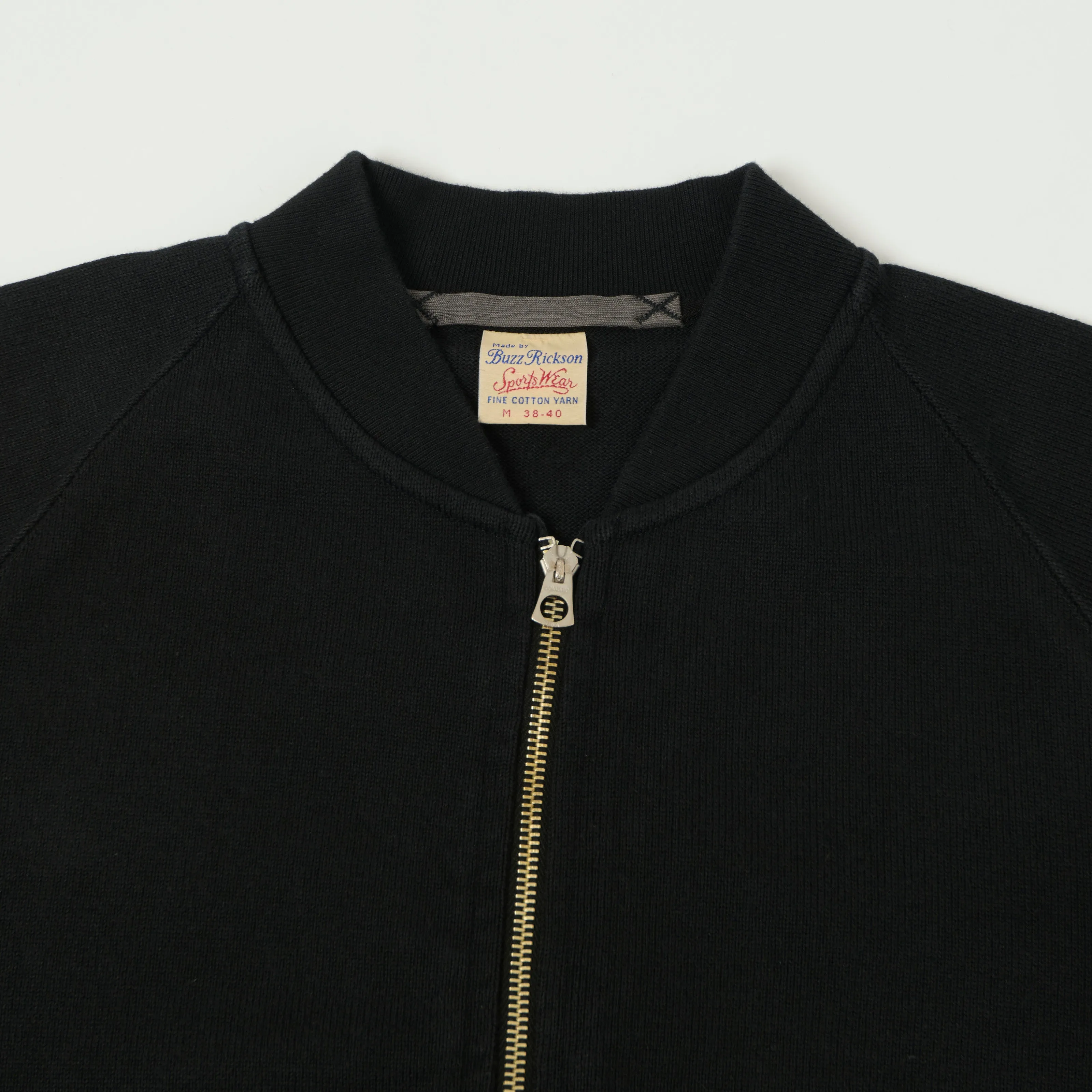 Buzz Rickson's C-2 Heavy Jersey Zip Sweatshirt - Black sold by Son of a Stag product image thumbnail 2