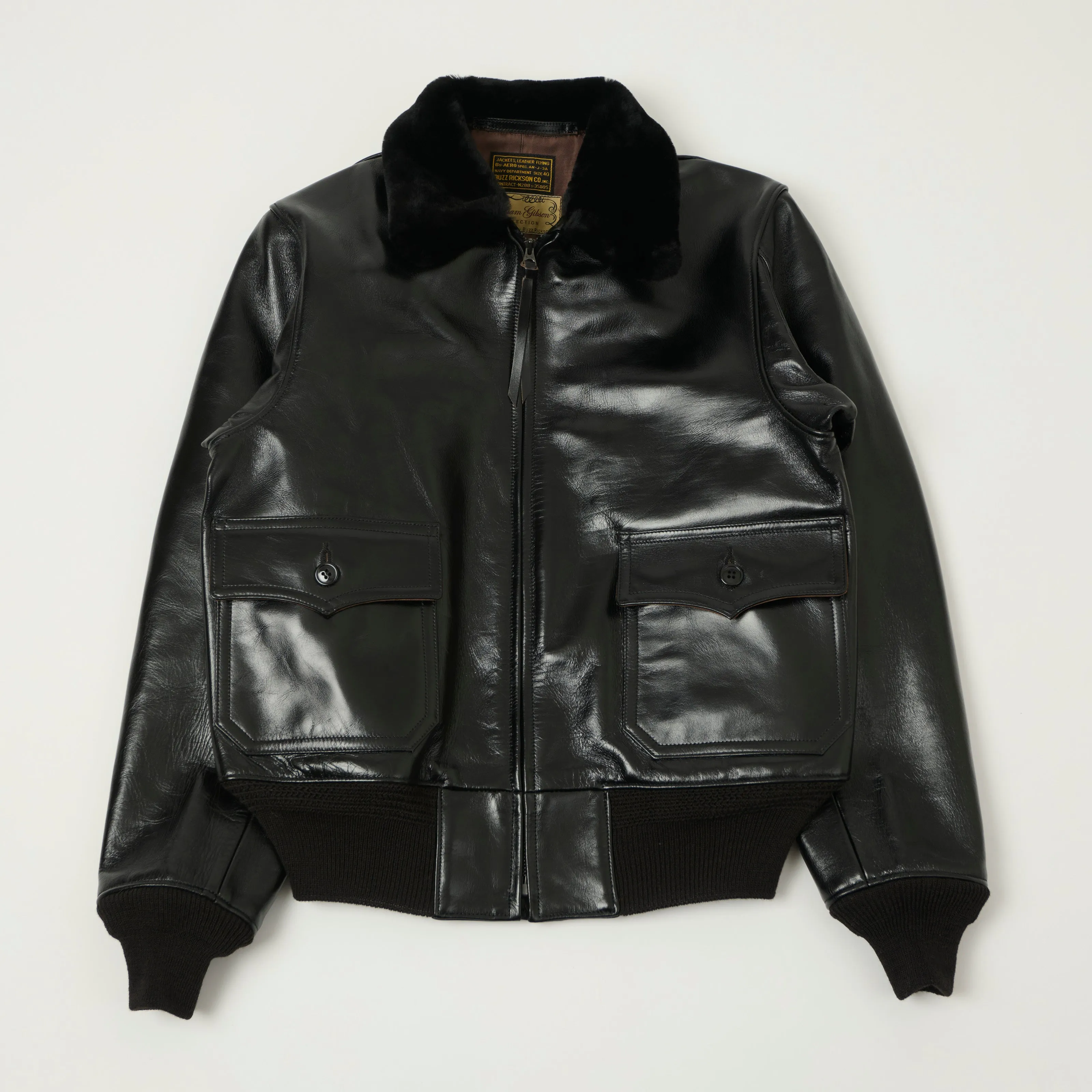 Buzz Rickson's William Gibson Type AN-J-3A Horsehide Flight Jacket - Black sold by Son of a Stag