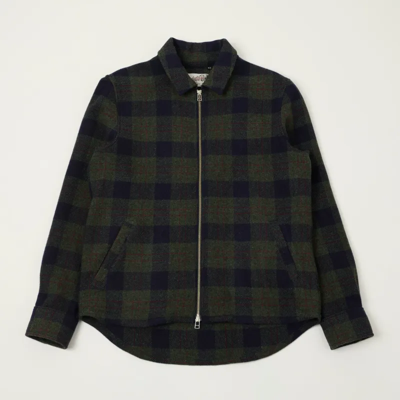 Outclass Zip Through Wool Overshirt - Hunter Plaid sold by Son of a Stag