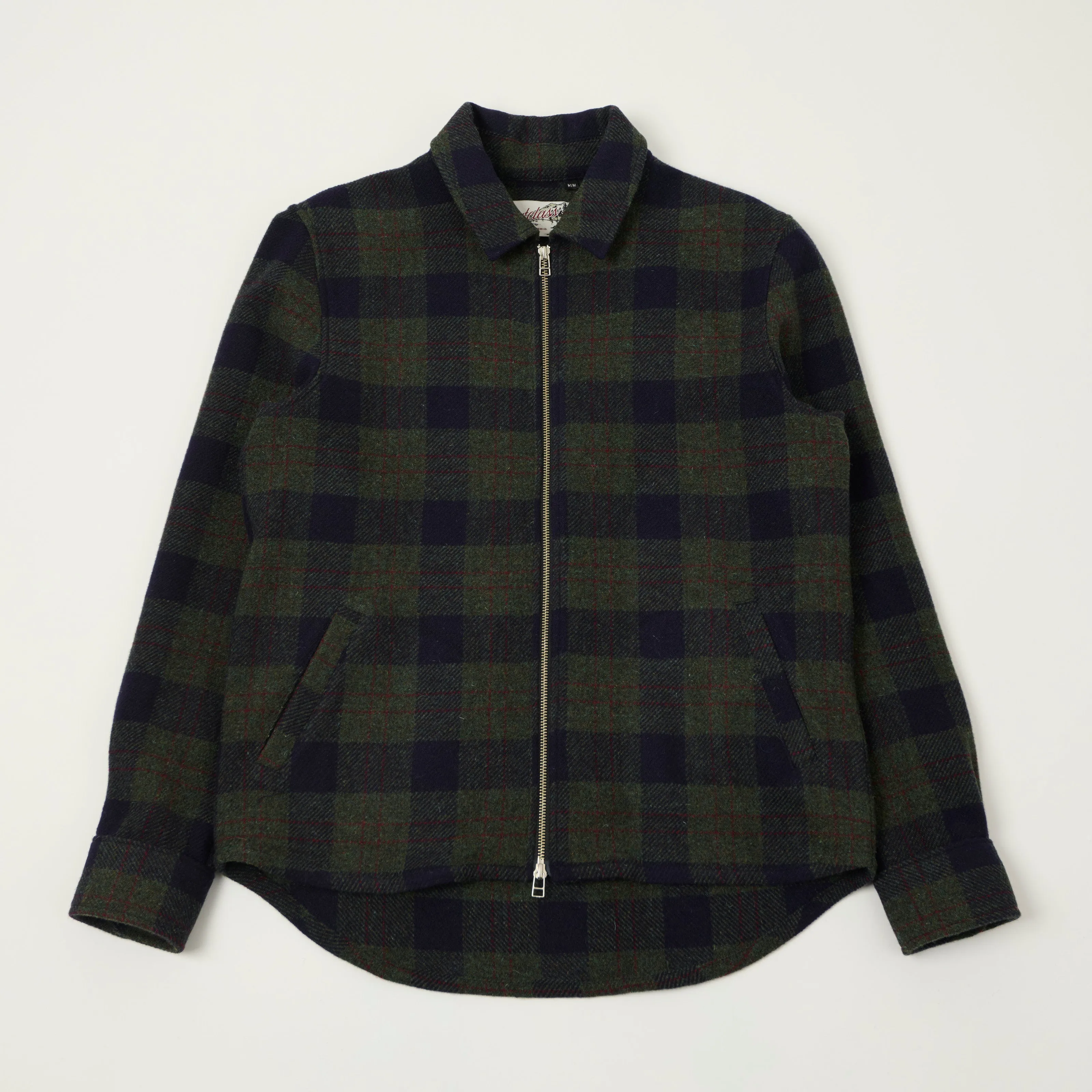 Outclass Zip Through Wool Overshirt - Hunter Plaid sold by Son of a Stag