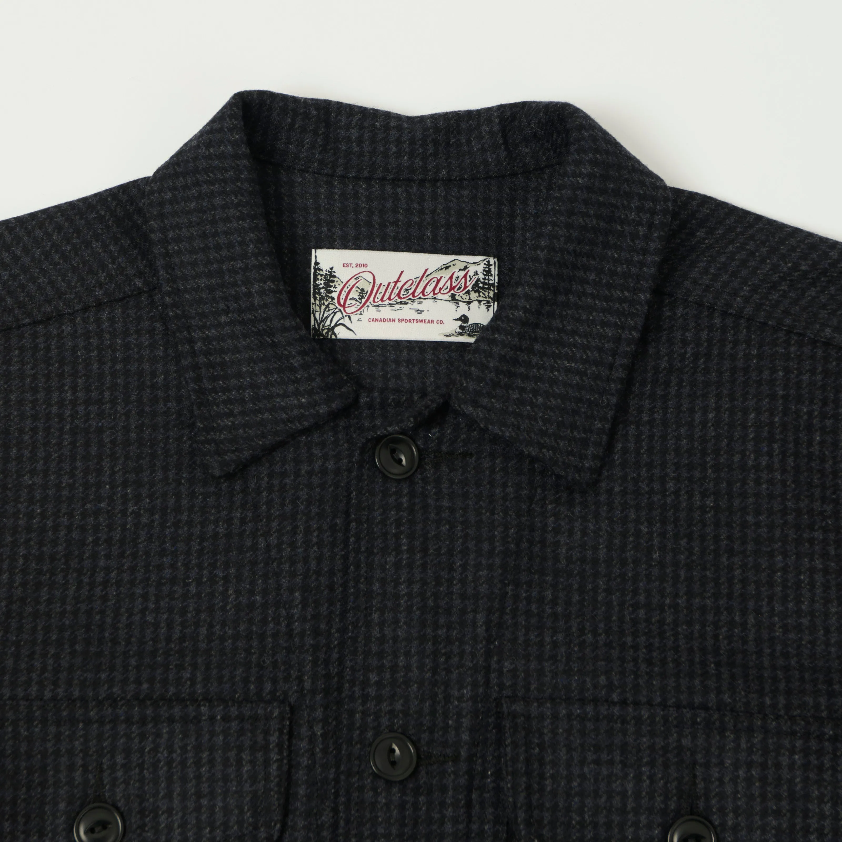 Outclass Wool Camp Shirt - Charcoal Houndstooth sold by Son of a Stag product image thumbnail 2