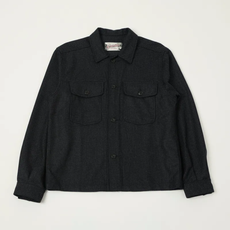 Outclass Wool Camp Shirt - Charcoal Houndstooth sold by Son of a Stag