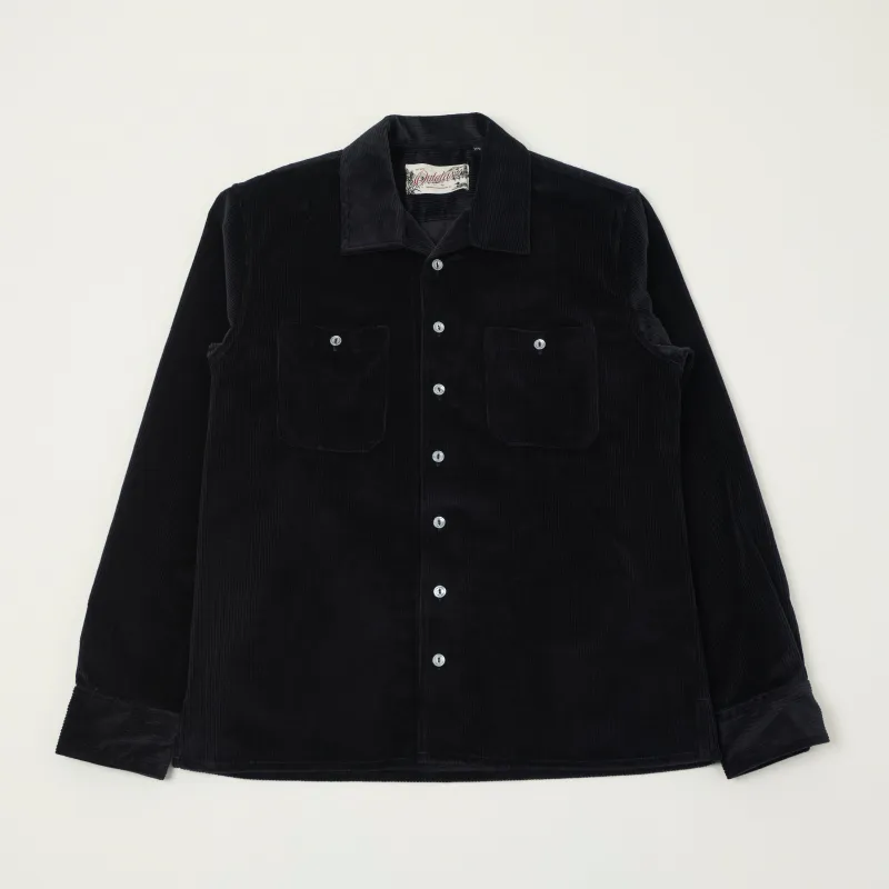 Outclass Corduroy Club Shirt - Navy sold by Son of a Stag