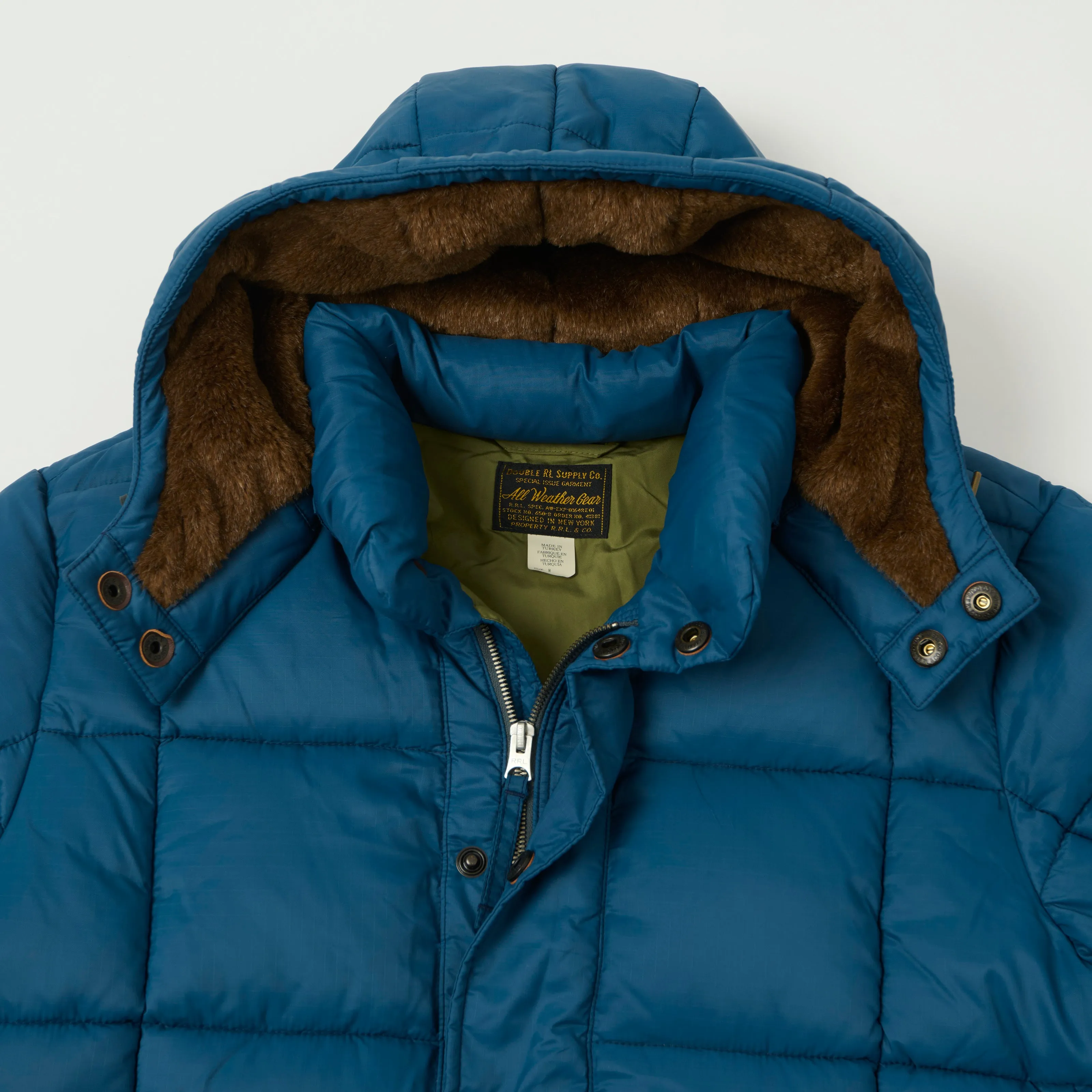 RRL Quilted Ripstop Hooded Puffer Jacket - Vintage Blue sold by Son of a Stag product image thumbnail 2