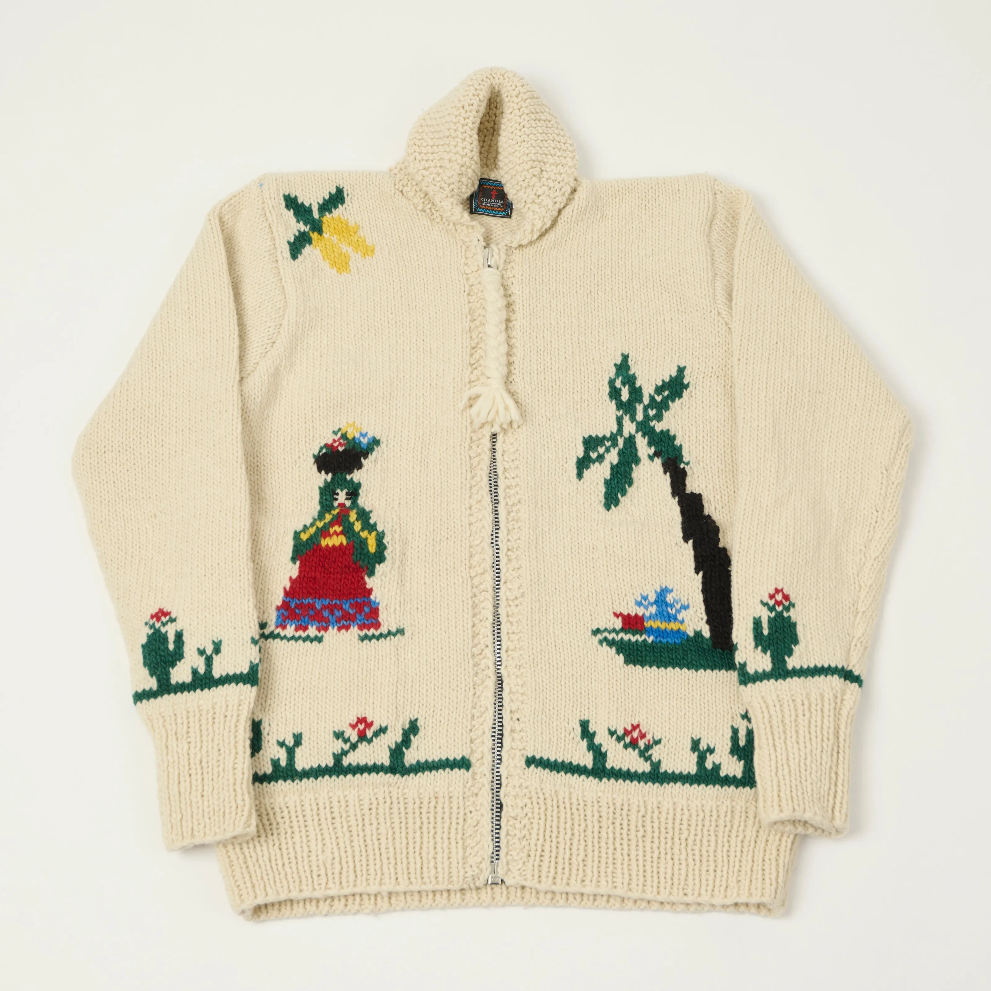 Chamula Merino Wool 'Souvenir Paisaje' Zip Through Cardigan - Ivory sold by Son of a Stag