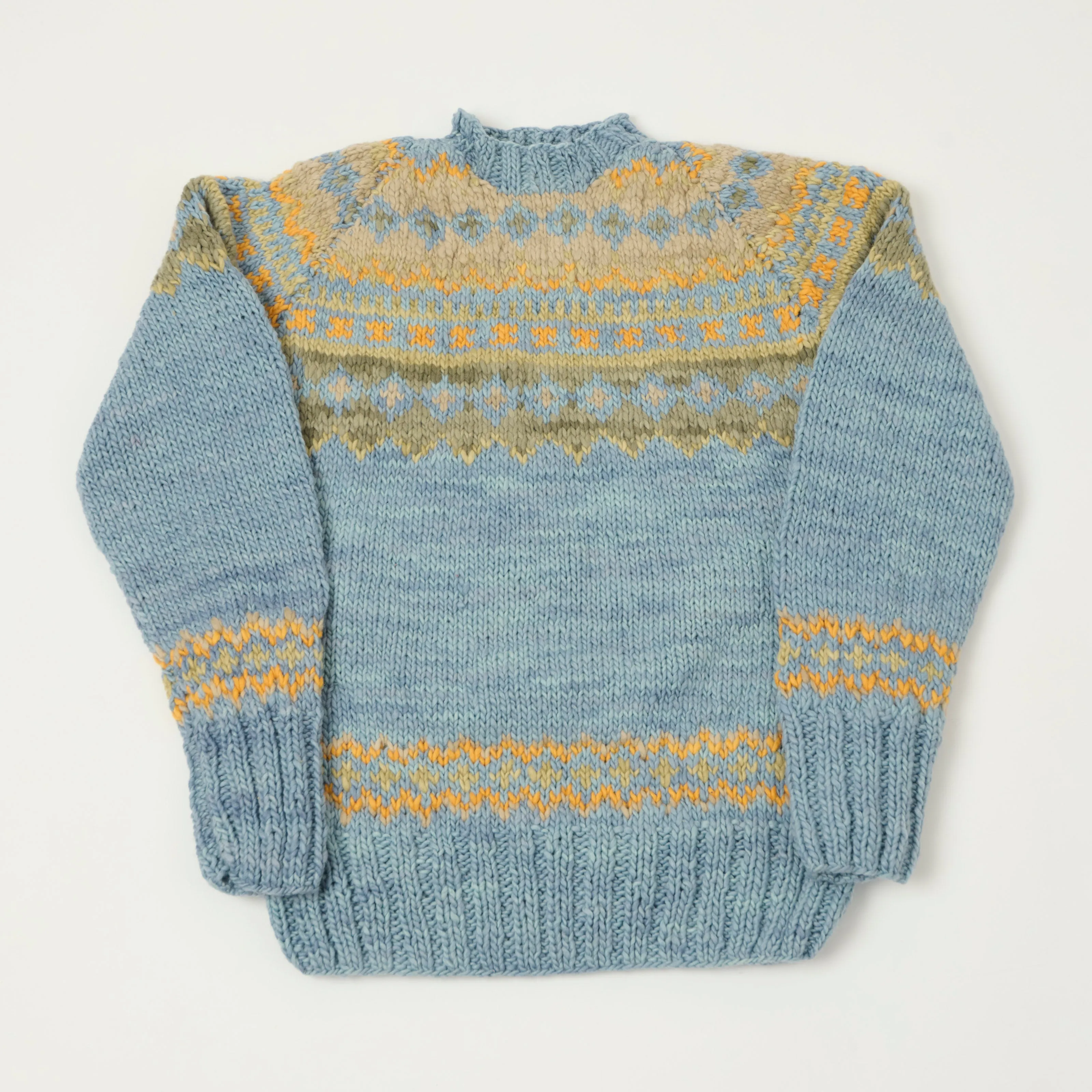 Chamula Merino Wool 'Fair Isle #3' Jumper - Light Indigo sold by Son of a Stag