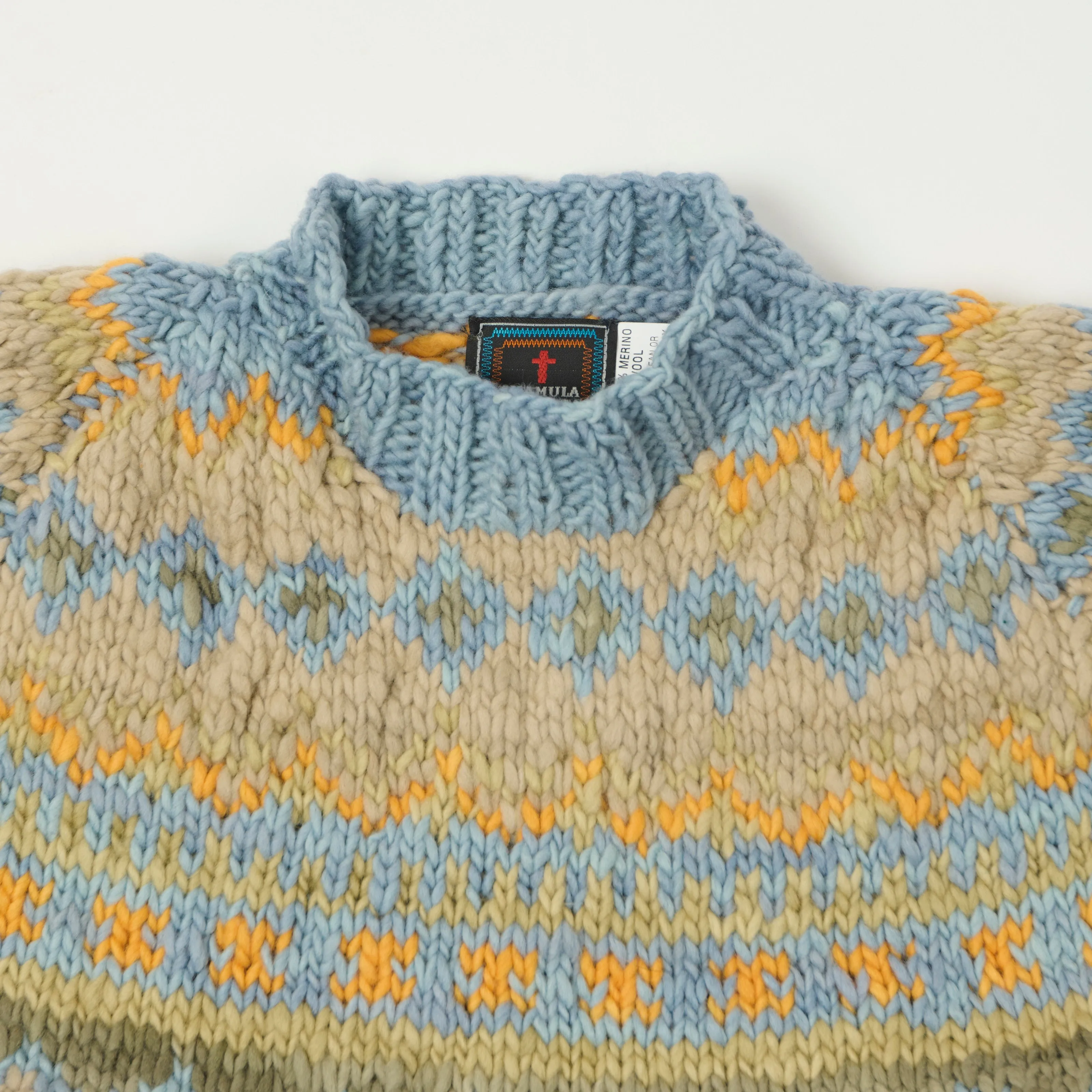 Chamula Merino Wool 'Fair Isle #3' Jumper - Light Indigo sold by Son of a Stag product image thumbnail 2