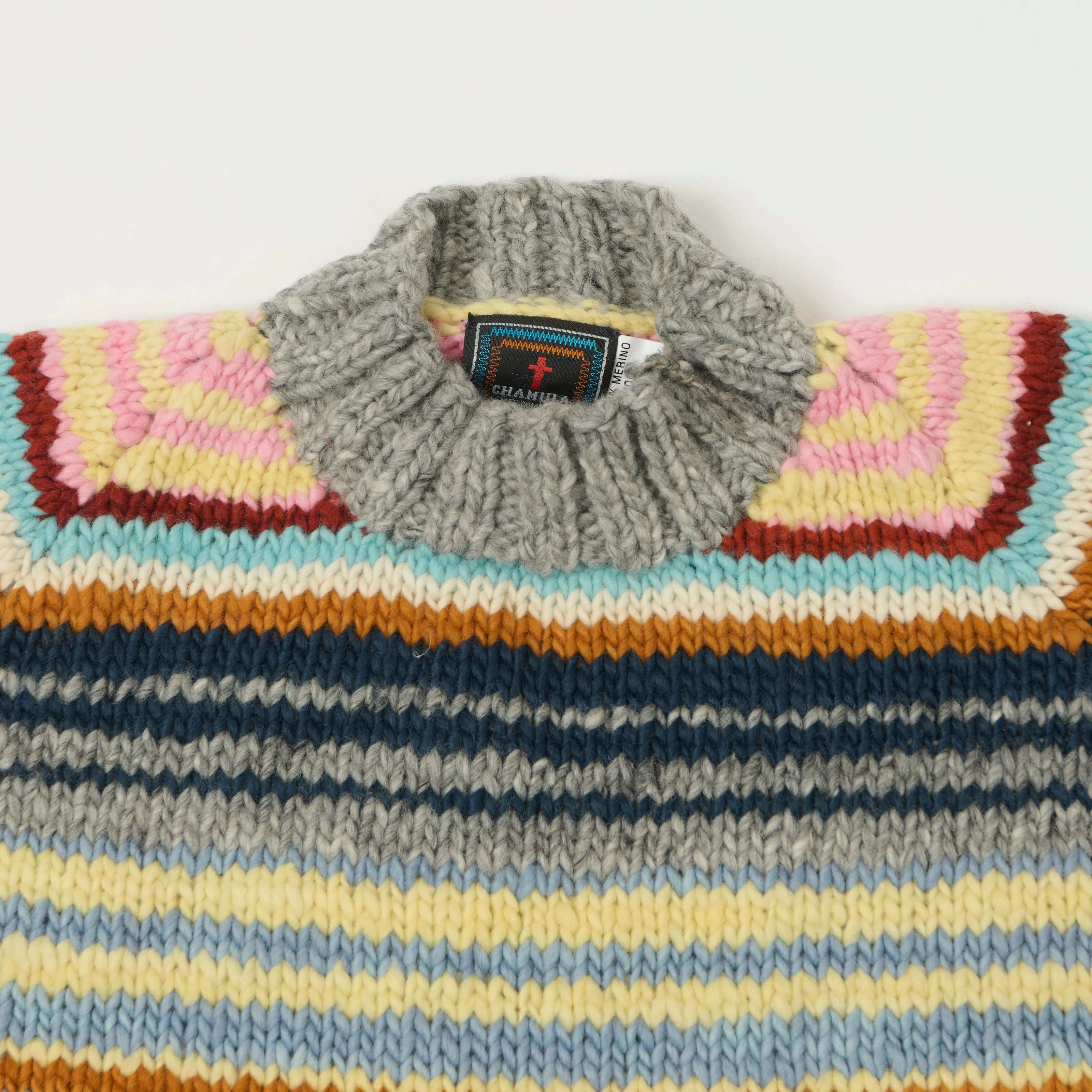 Chamula Merino Wool Multi Stripe Jumper - Pearl Grey sold by Son of a Stag product image thumbnail 2
