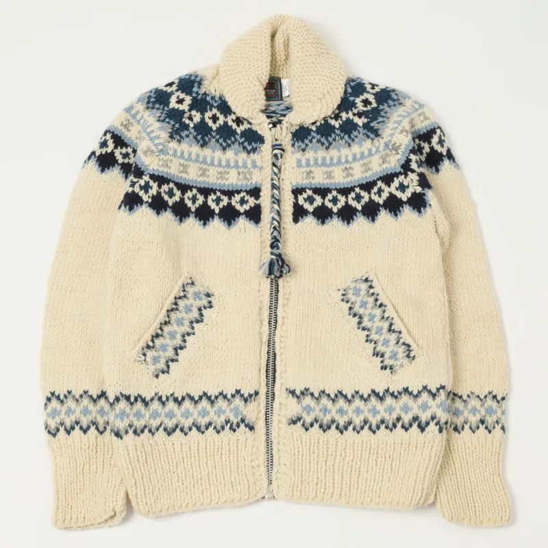 Chamula Merino Wool 'Fair Isle #3' Zip Through Cardigan - Ivory sold by Son of a Stag