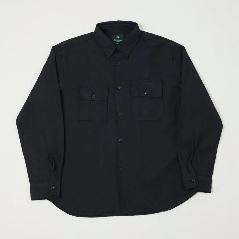 Knickerbocker 'Pacific' Cotton/Linen Twill Shirt - Navy sold by Son of a Stag