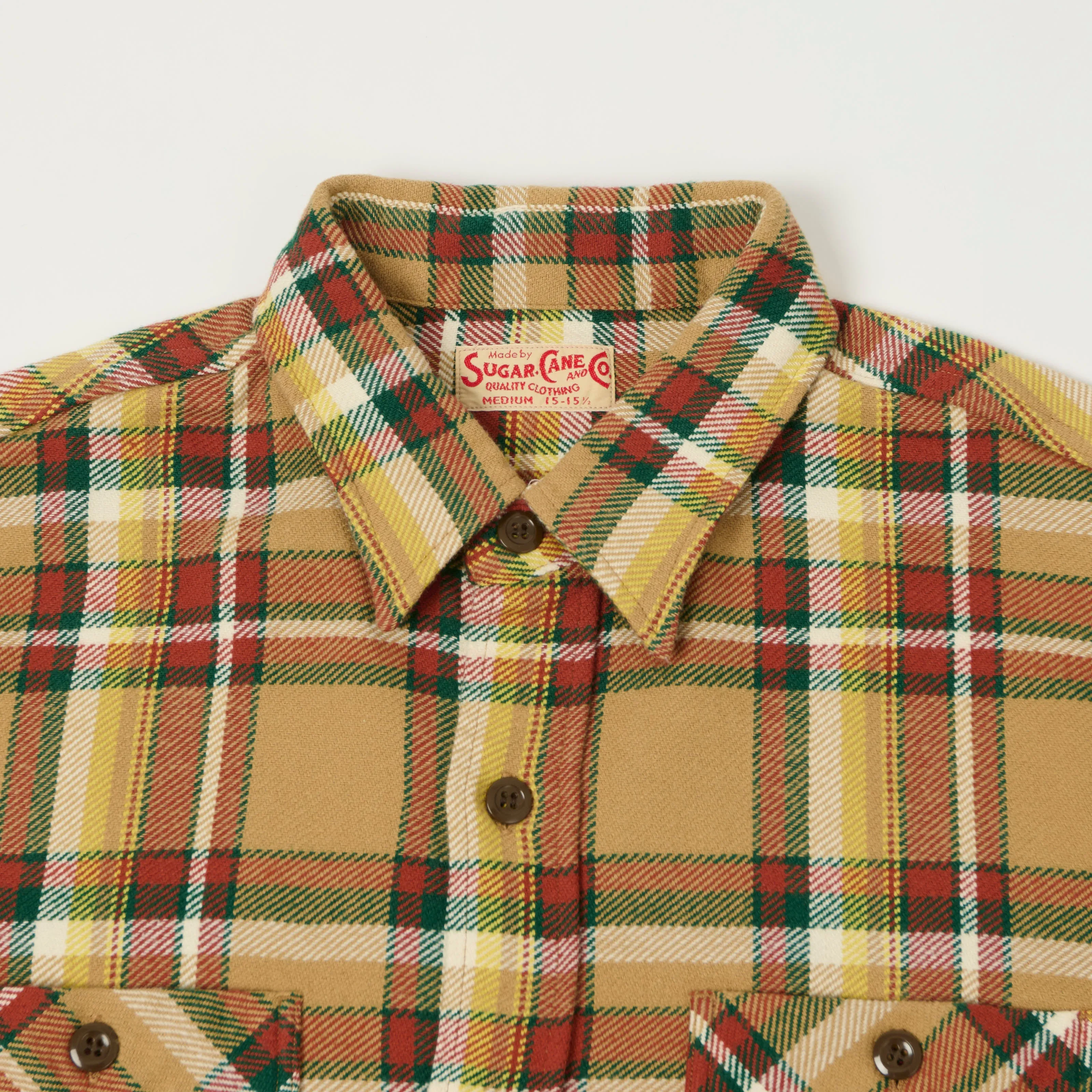 Sugar Cane Large Check Work Shirt - Beige sold by Son of a Stag product image thumbnail 2