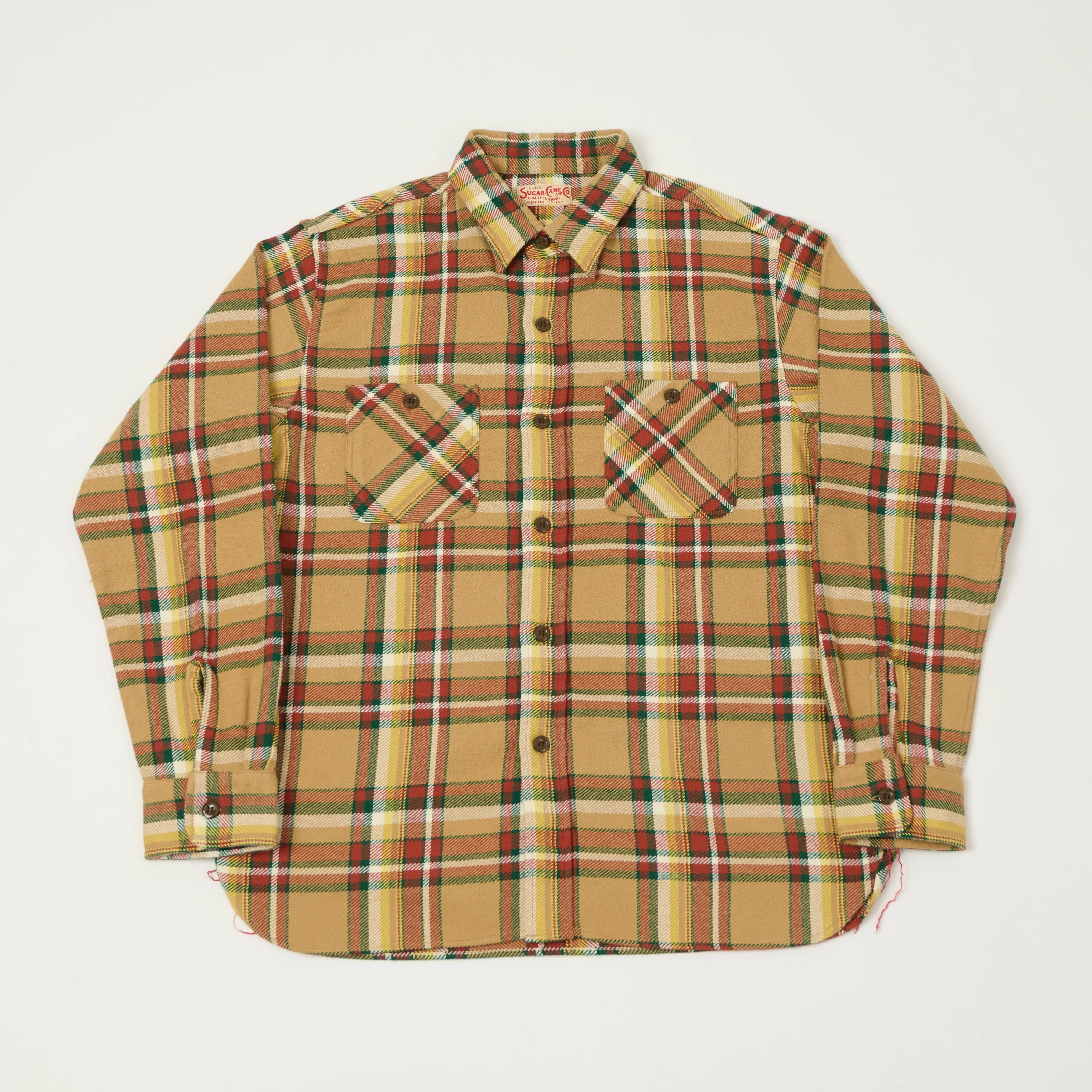 Sugar Cane Large Check Work Shirt - Beige sold by Son of a Stag