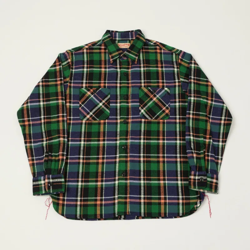 Sugar Cane 1980s Twill Check Work Shirt - Green sold by Son of a Stag