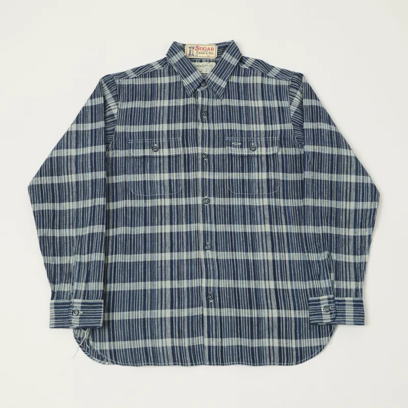 Sugar Cane Indigo Check Work Shirt - Navy sold by Son of a Stag