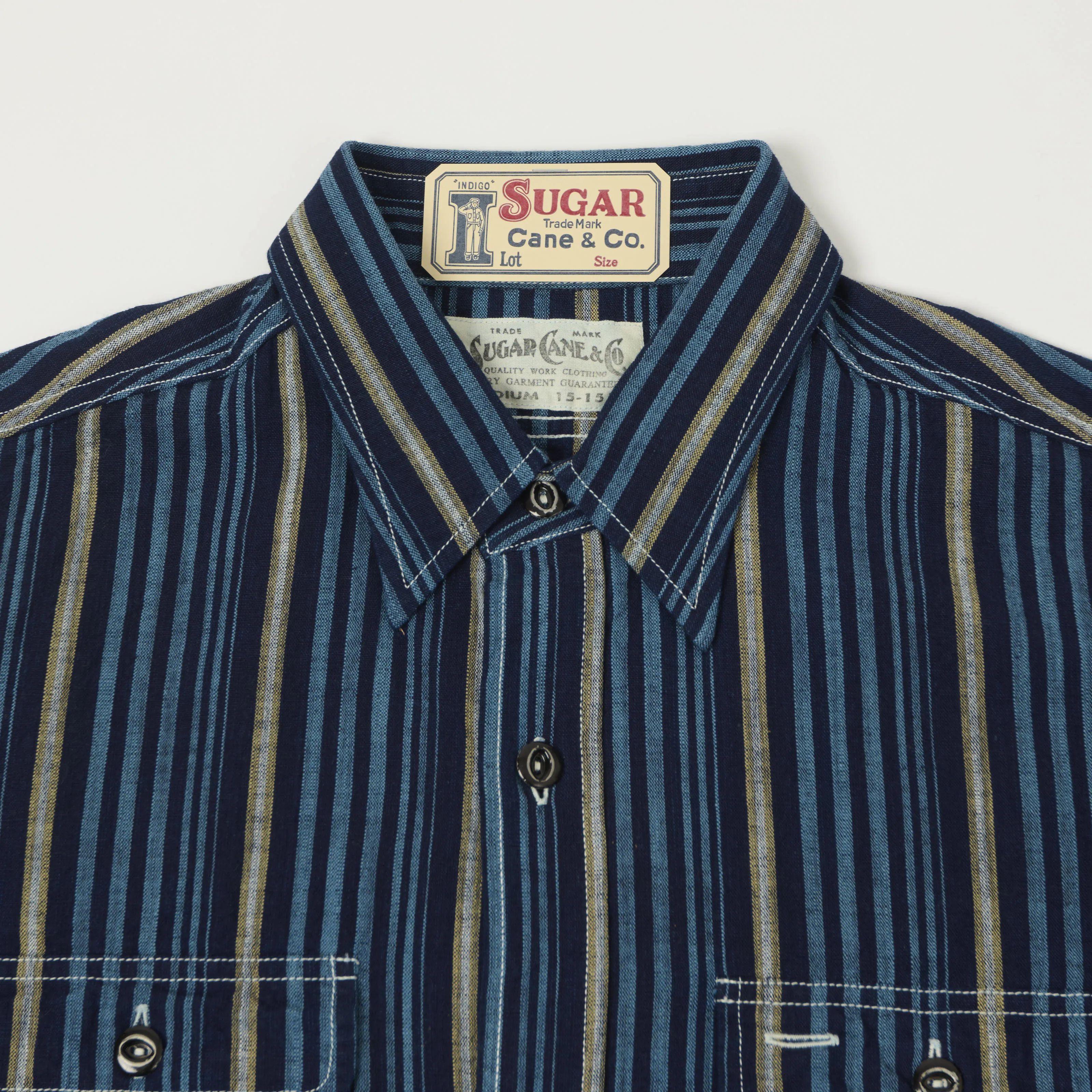 Sugar Cane Indigo Stripe Work Shirt - Navy sold by Son of a Stag product image thumbnail 2