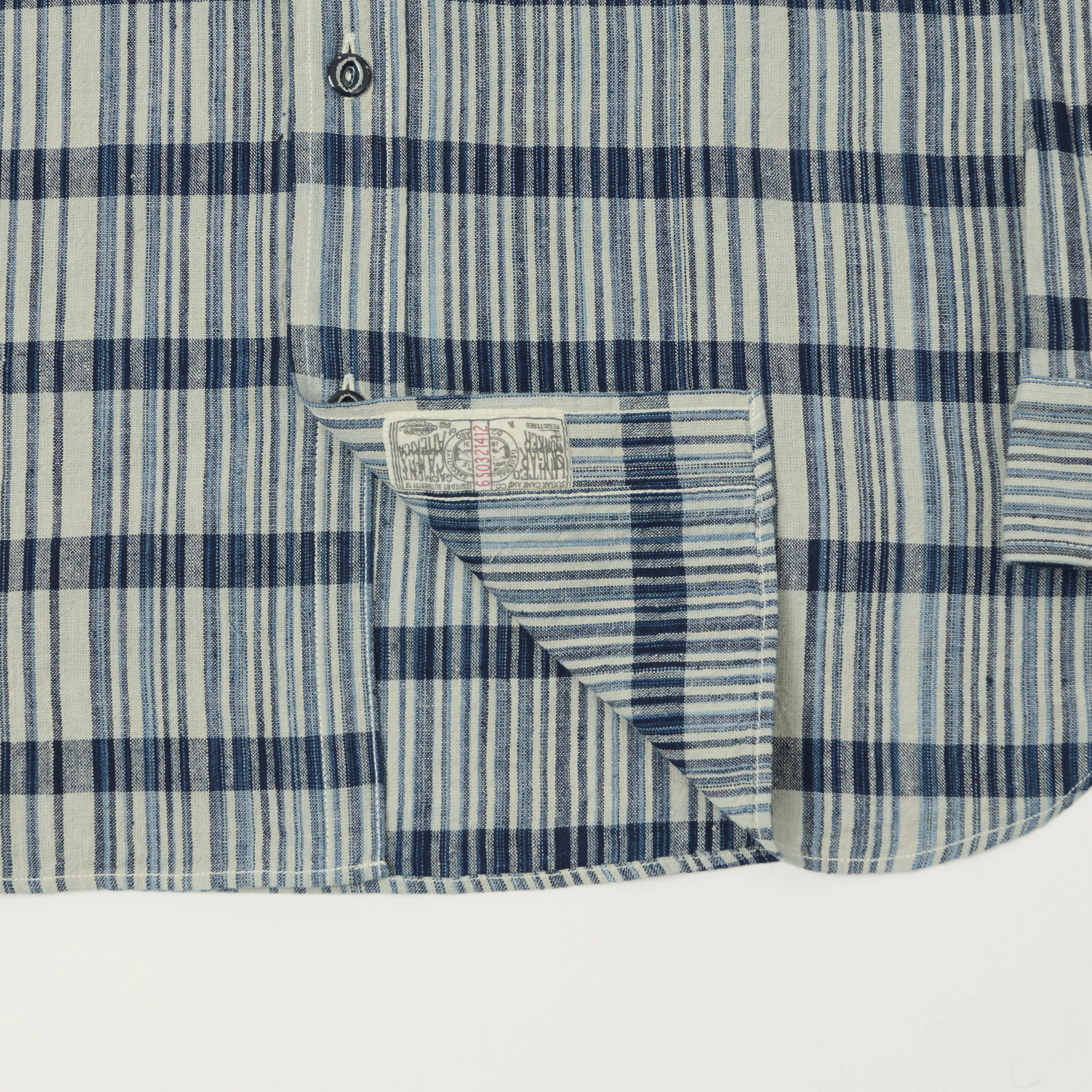 Sugar Cane Indigo Check Work Shirt - White sold by Son of a Stag product image thumbnail 4