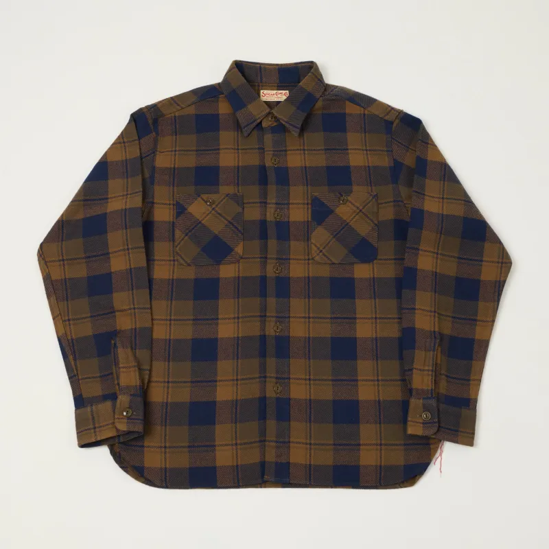 Sugar Cane 1960s Twill Check Work Shirt - Brown sold by Son of a Stag