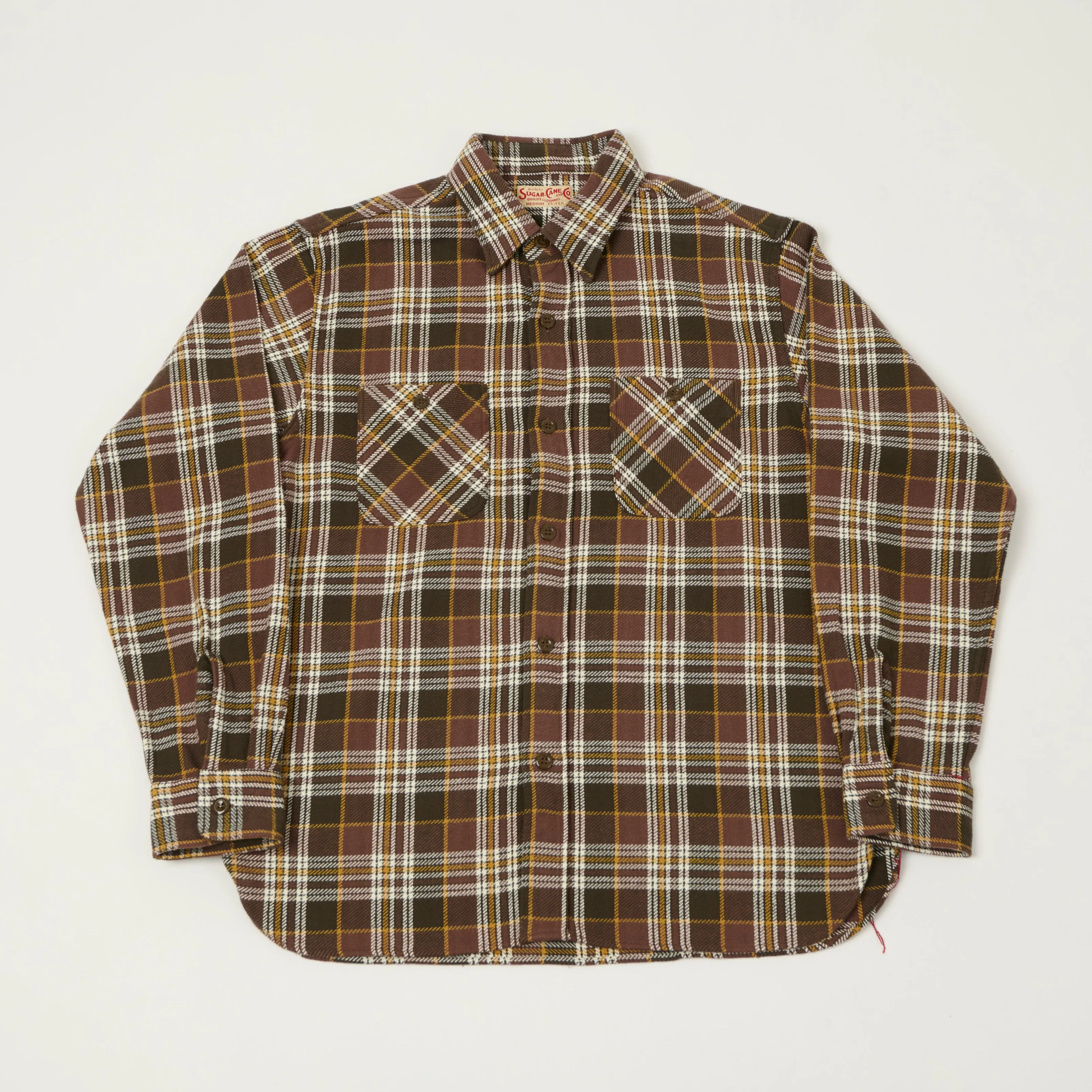 Sugar Cane Twill Check Work Shirt - Brown sold by Son of a Stag