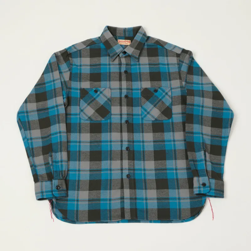 Sugar Cane 1960s Twill Check Work Shirt - Blue/Grey made by Sugar Cane
