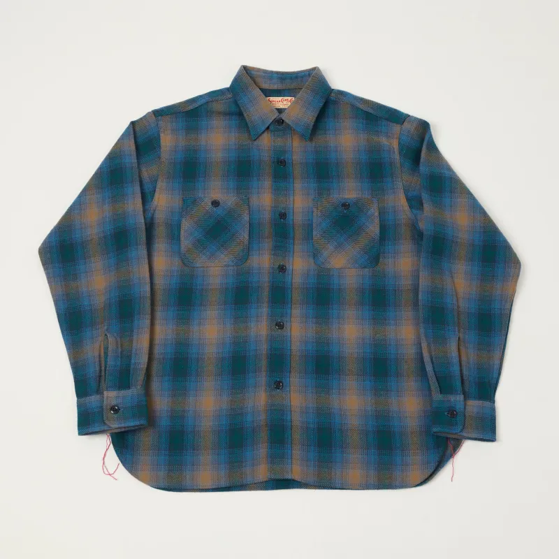 Sugar Cane Gradient Plaid Work Shirt - Blue/Brown sold by Son of a Stag