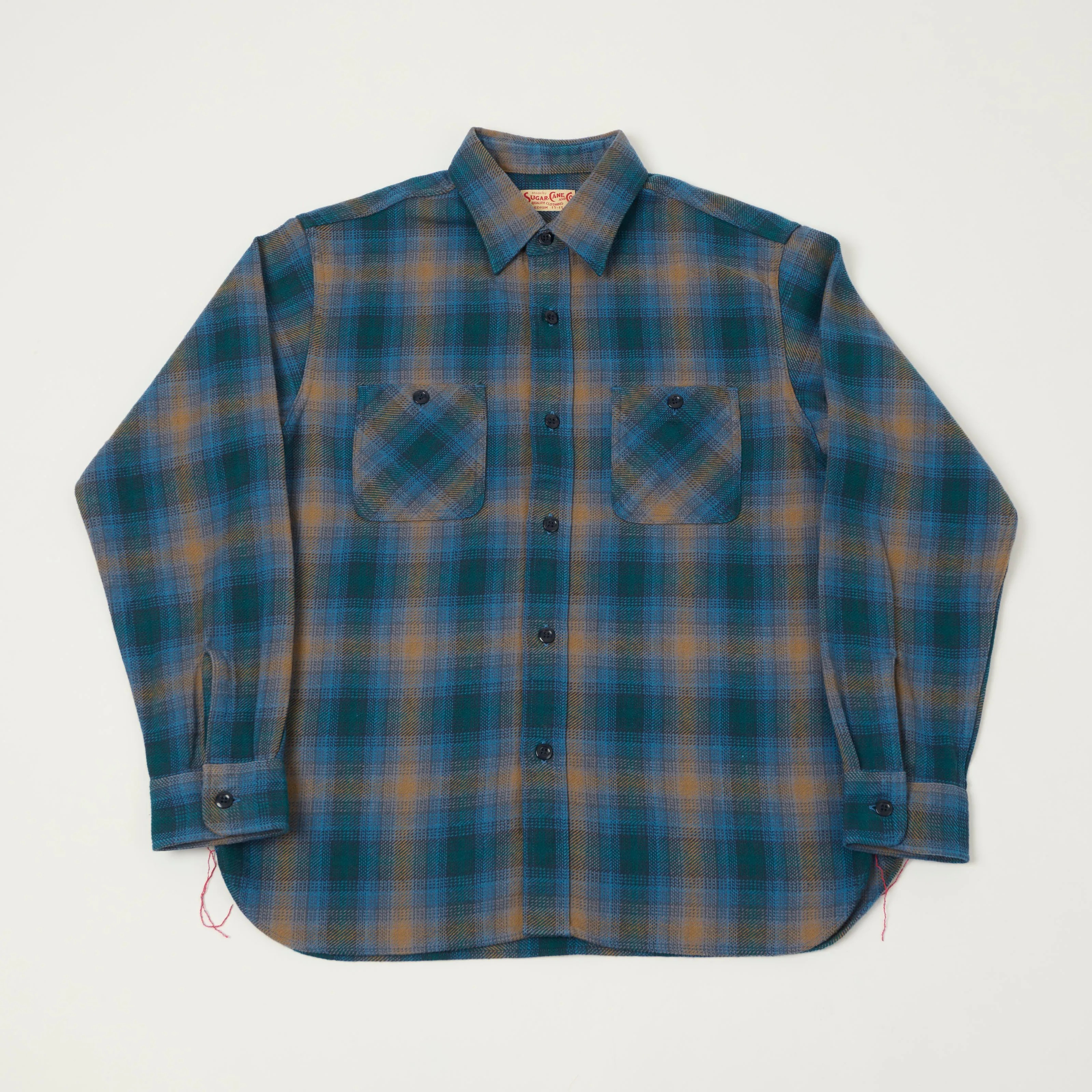 Sugar Cane Gradient Plaid Work Shirt - Blue/Brown sold by Son of a Stag