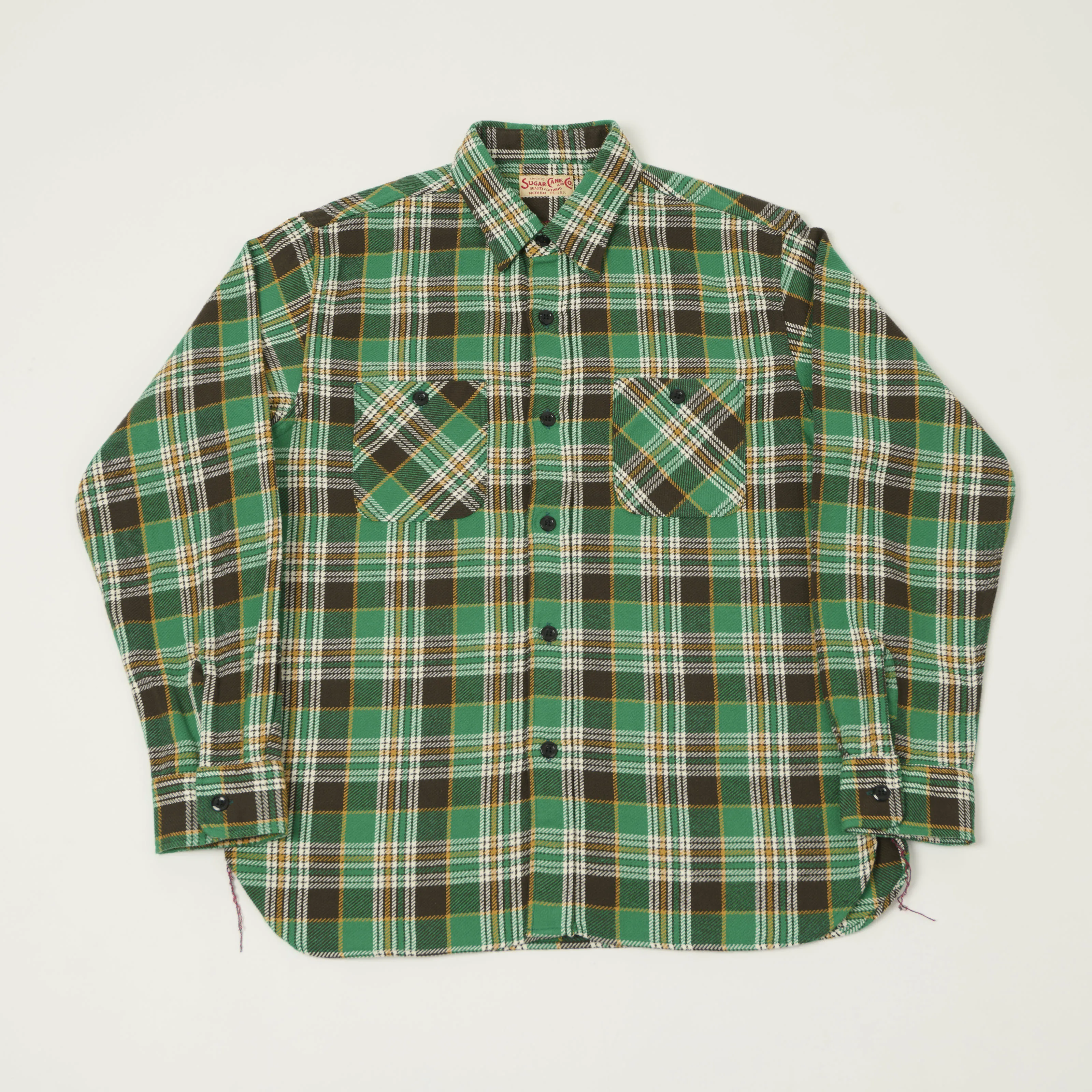 Sugar Cane Twill Check Work Shirt - Green sold by Son of a Stag