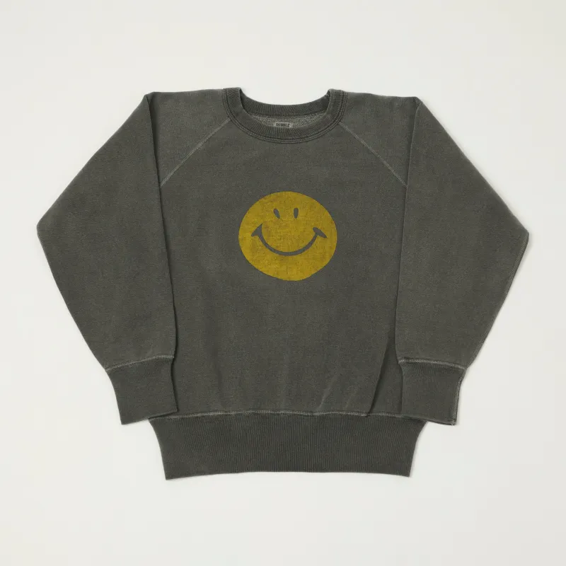 Dubbleworks 'Smile' Pigment Dye Raglan Sweatshirt - Sumikuro sold by Son of a Stag
