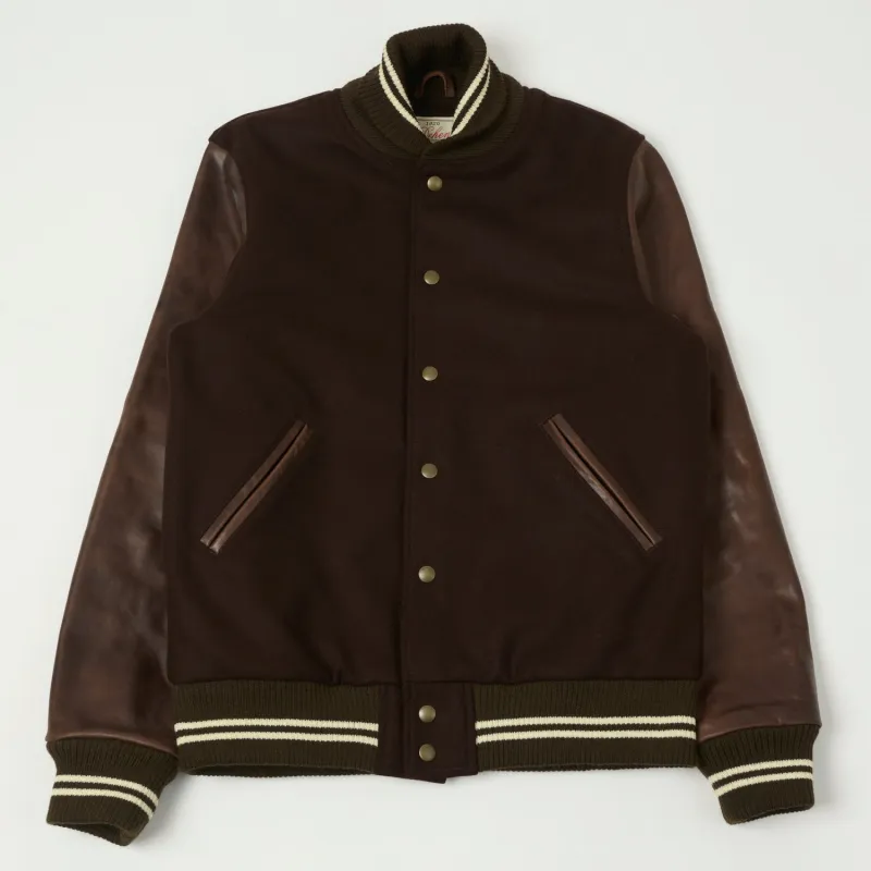 Dehen 1920 Varsity Jacket - Brown/Antique Brandy made by Dehen 1920