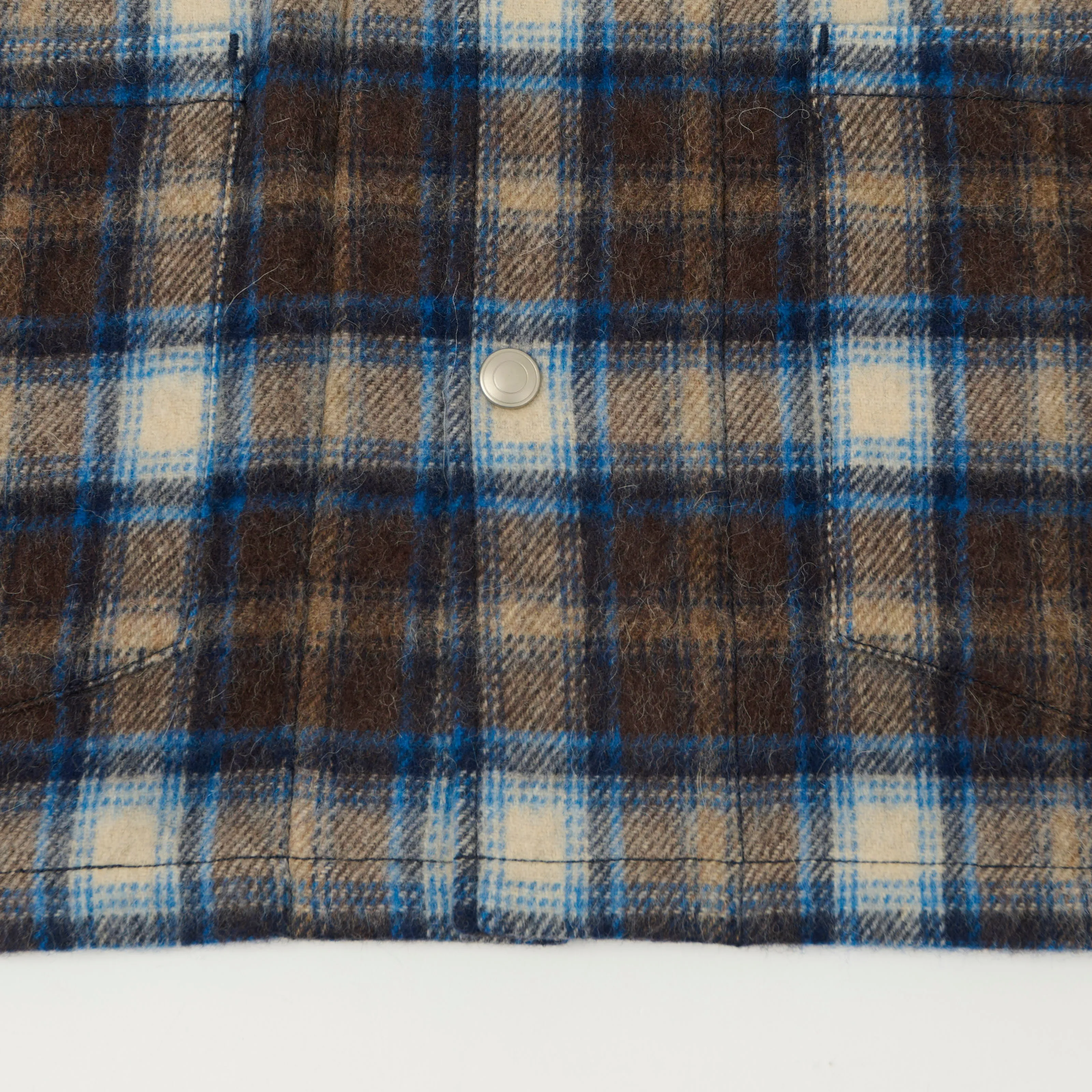 Fujito Brushed Wool Plaid 'CPO' Jacket - Blue sold by Son of a Stag product image thumbnail 4