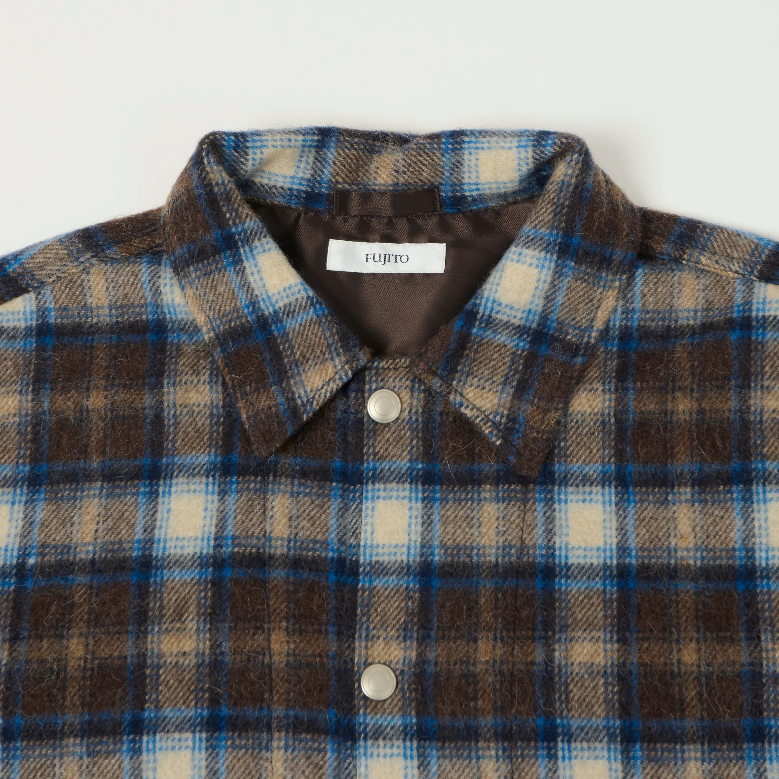 Fujito Brushed Wool Plaid 'CPO' Jacket - Blue sold by Son of a Stag product image thumbnail 2