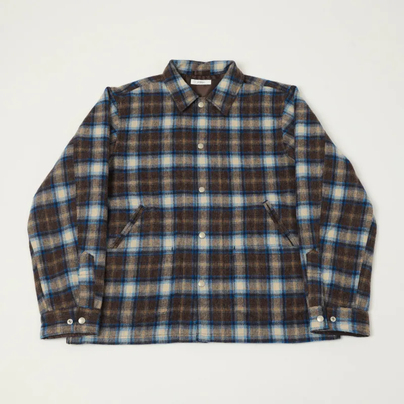 Fujito Brushed Wool Plaid 'CPO' Jacket - Blue sold by Son of a Stag