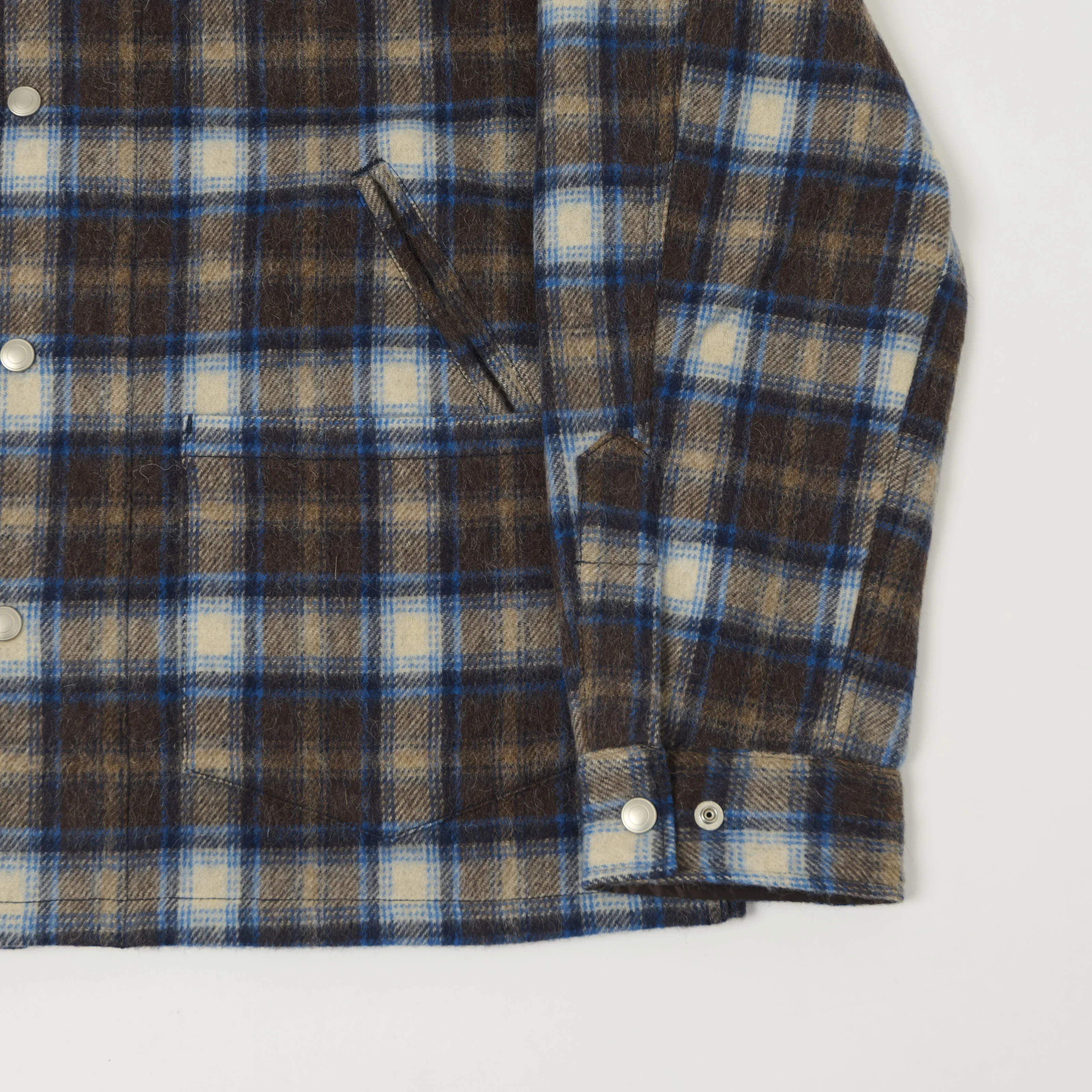 Fujito Brushed Wool Plaid 'CPO' Jacket - Blue sold by Son of a Stag product image thumbnail 3