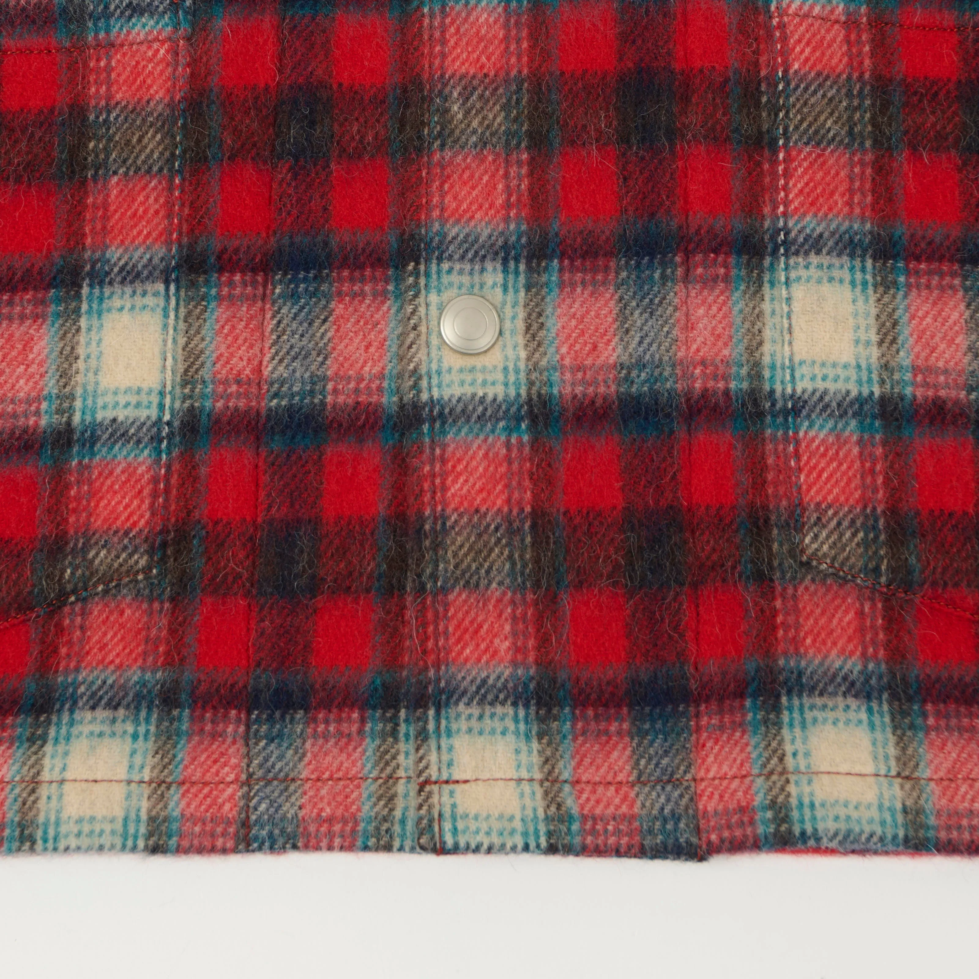 Fujito Brushed Wool Plaid 'CPO' Jacket - Red sold by Son of a Stag product image thumbnail 4
