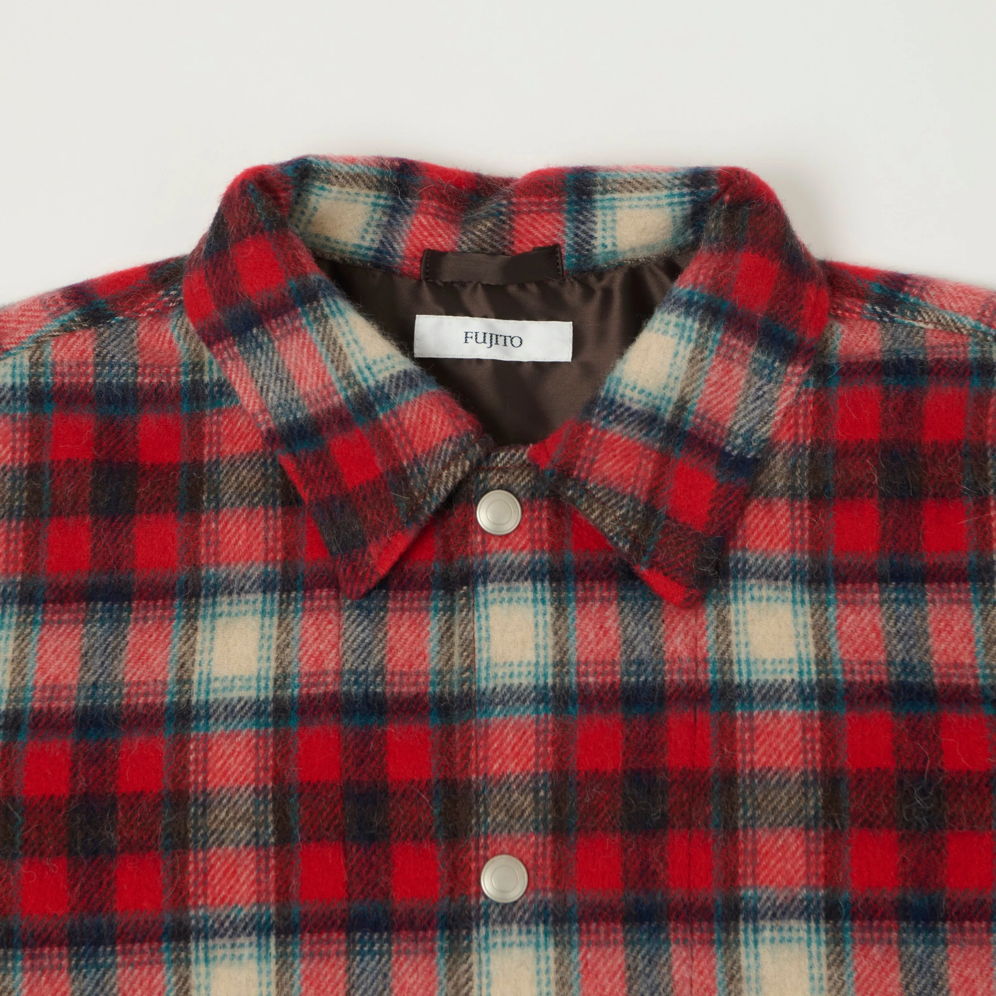 Fujito Brushed Wool Plaid 'CPO' Jacket - Red sold by Son of a Stag product image thumbnail 2