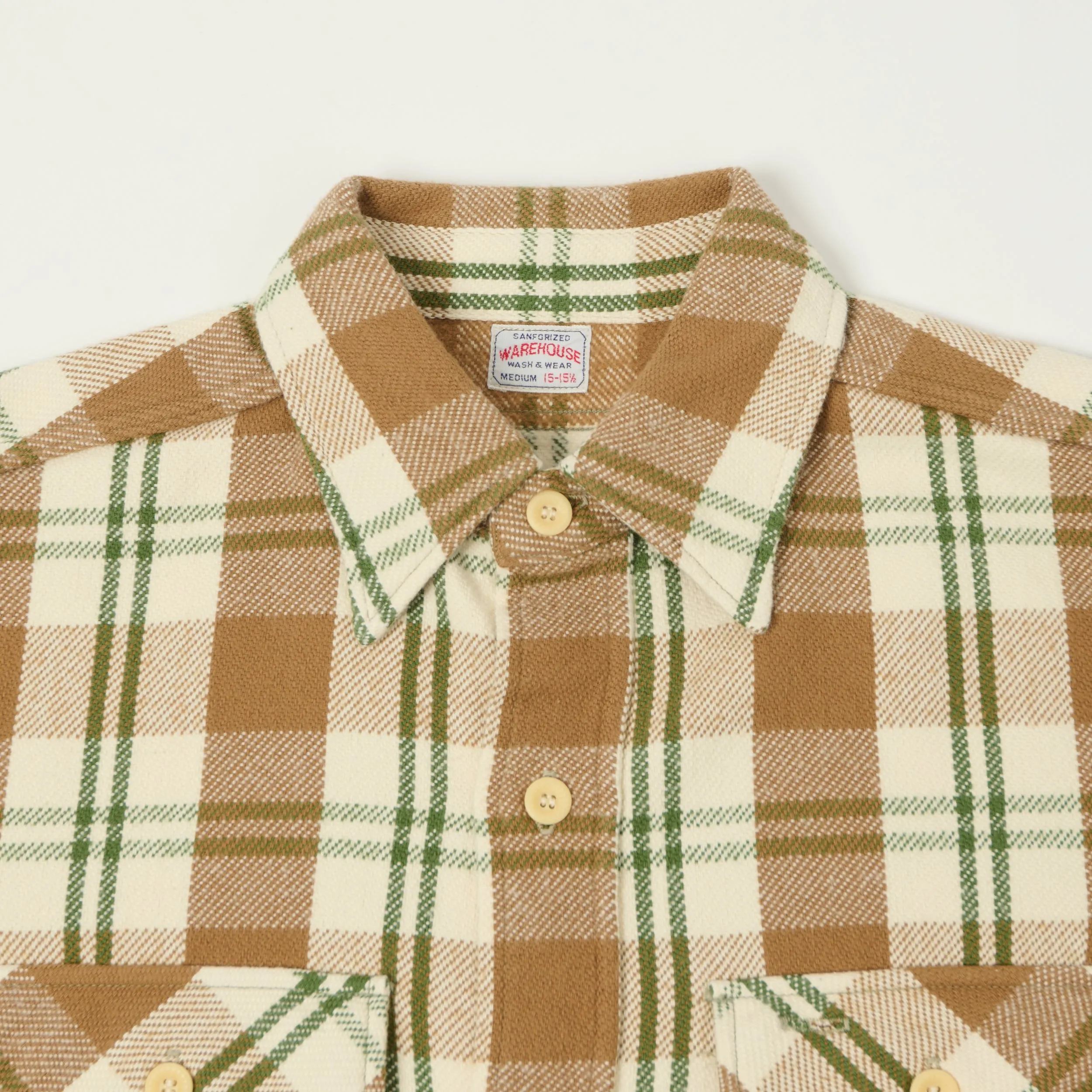 Warehouse & Co 3104 Plaid Flannel Shirt - Brown/Off White sold by Son of a Stag product image thumbnail 2
