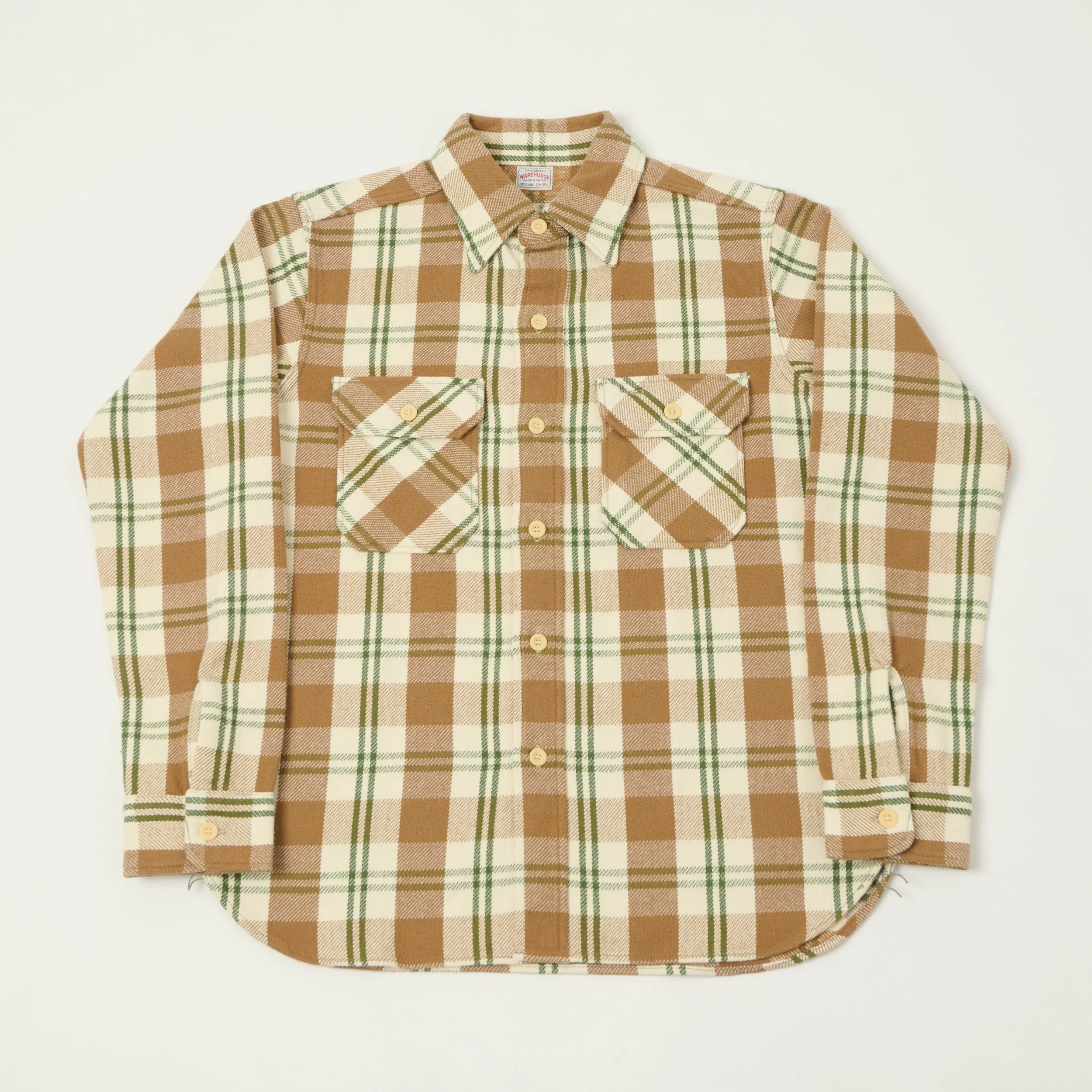 Warehouse & Co 3104 Plaid Flannel Shirt - Brown/Off White sold by Son of a Stag
