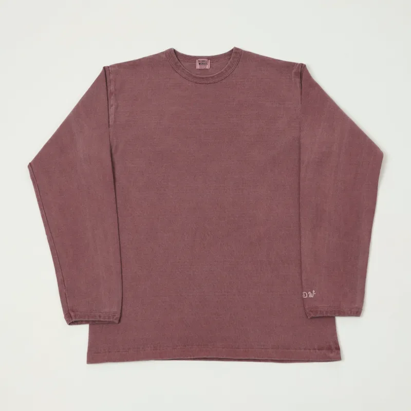 Dubbleworks Heavy Fabric Long Sleeve Pigment Dye Tee - Bordeaux sold by Son of a Stag