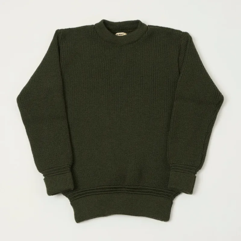 Heimat 'Rundhals' Crew Neck Jumper - Military Green sold by Son of a Stag