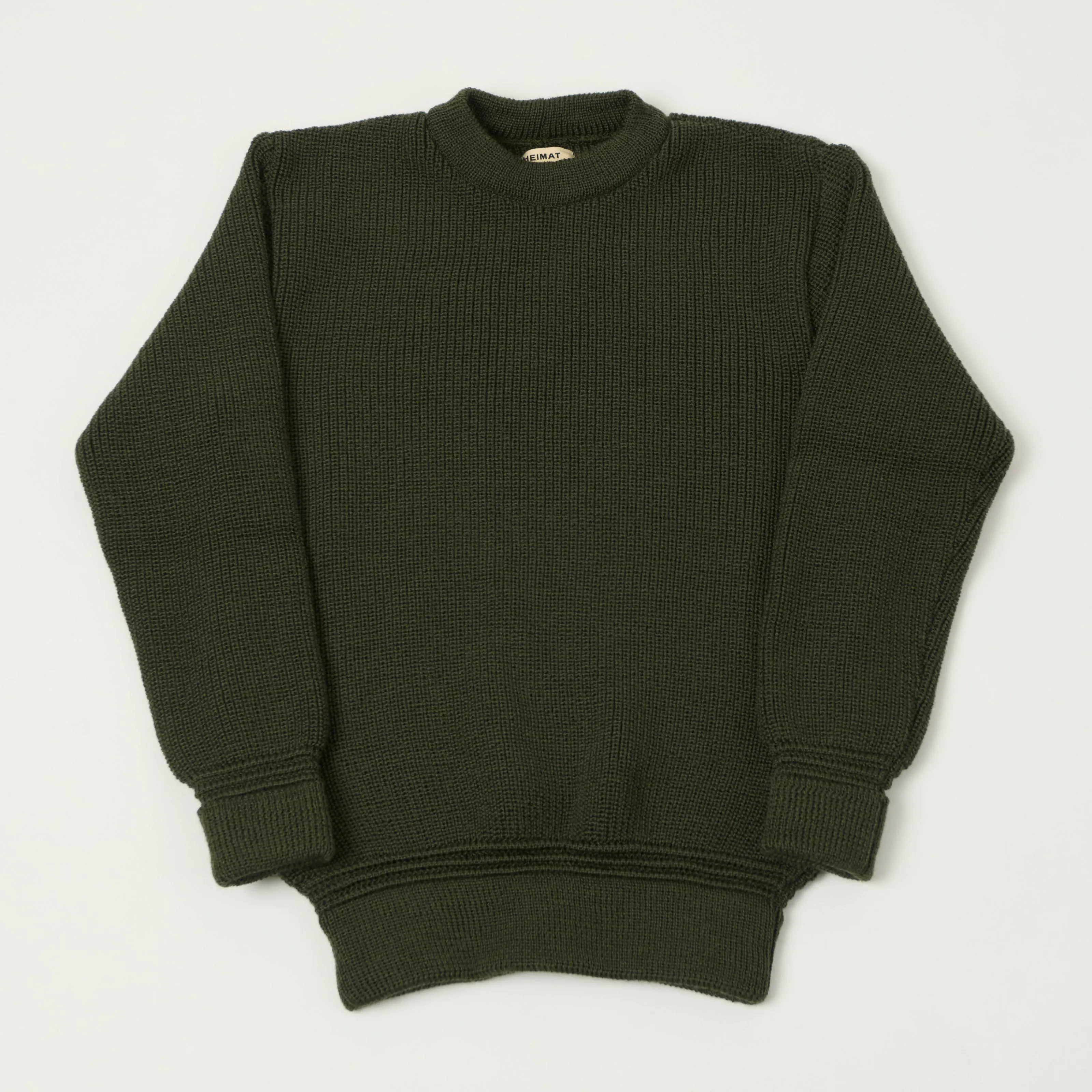 Heimat 'Rundhals' Crew Neck Jumper - Military Green sold by Son of a Stag
