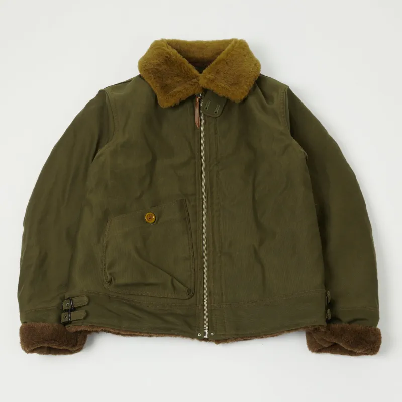 Freewheelers S-3 Winter Flying Jacket - Dark Khaki Green sold by Son of a Stag