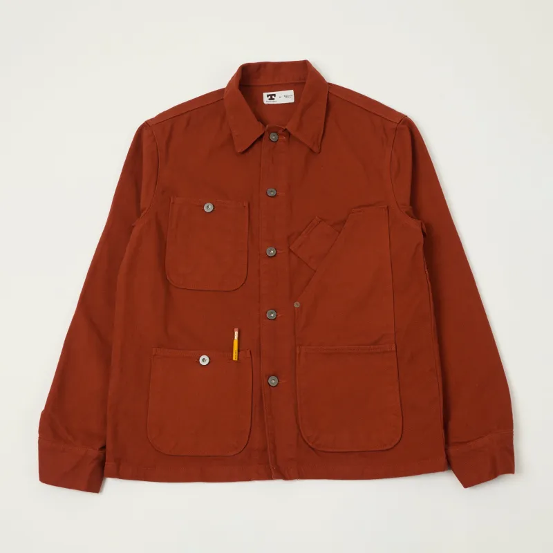 Tellason 13oz Denim Chore Jacket - International Orange made by Tellason
