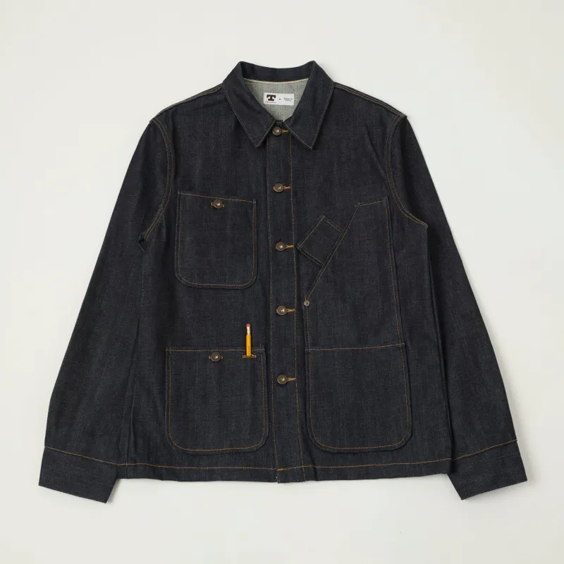 Tellason 14.75oz Kaihara Mills Denim Chore Jacket - Raw sold by Son of a Stag