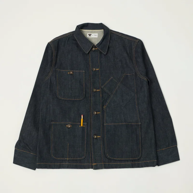 Tellason 12.5oz Kaihara Mills Denim Chore Jacket - Raw sold by Son of a Stag