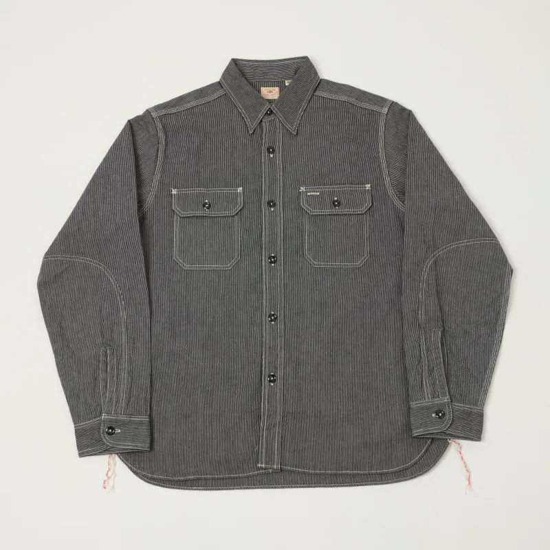 Sugar Cane 'Jean Cord' Long Sleeve Work Shirt - Black sold by Son of a Stag