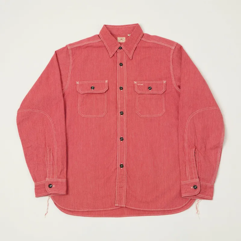 Sugar Cane 'Jean Cord' Long Sleeve Work Shirt - Red made by Sugar Cane