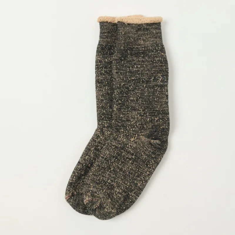 RoToTo Double Face Crew Sock - Black/Brown sold by Son of a Stag