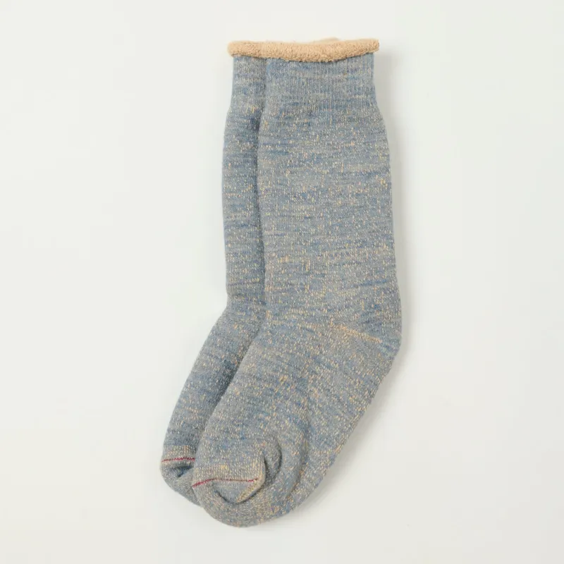 RoToTo Double Face Crew Sock - Blue/Brown sold by Son of a Stag