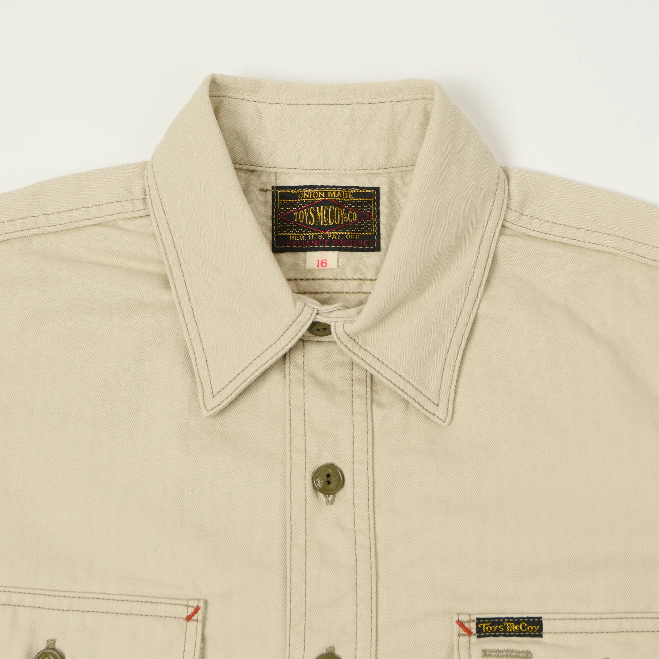 TOYS McCOY Herringbone Twill Dockers Work Shirt - Ivory sold by Son of a Stag product image thumbnail 2