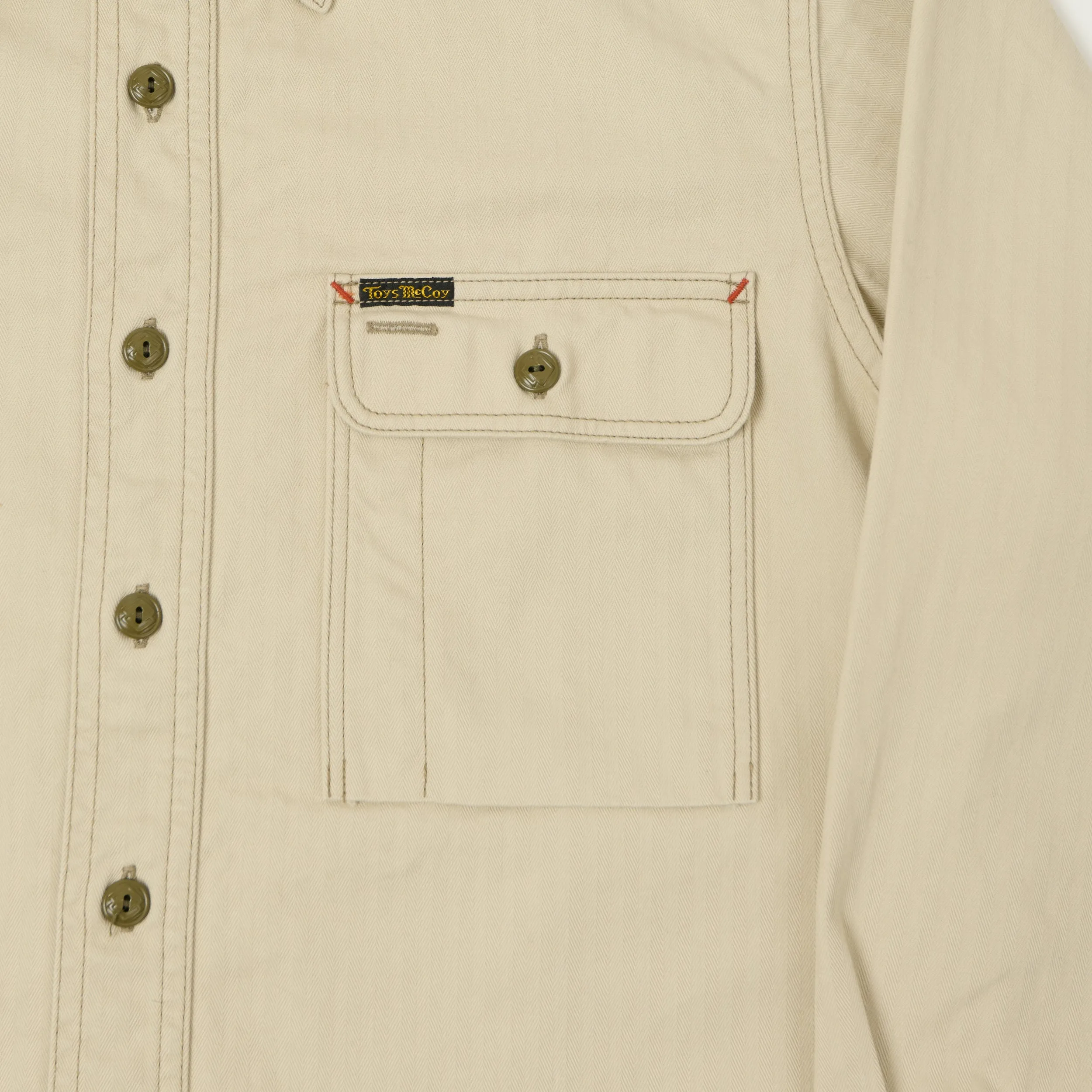 TOYS McCOY Herringbone Twill Dockers Work Shirt - Ivory sold by Son of a Stag product image thumbnail 4